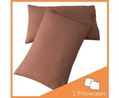 SONORO KATE Kissenbezug-Set, gebürstete Mikrofaser 1800 Bettwäsche – knitterig, verblasst Nicht, fleckenabweisend – hypoallergen 2 Pillowcases Standard braun