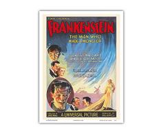 Pacifica Island Art Filmposter Frankenstein Boris Karloff und Mae Clarke c.1931 9 x 12 in Mehrfarbig