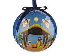 Decoupage Christbaumschmuck mit Schleife zum Aufhängen, 7,6 cm, 6 Stück Weihnachtskrippe, Kinder blau