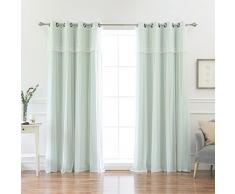 Best Home Fashion Volant und Solid Verdunkelungsvorhang Set, Mint, 52 W x 84L