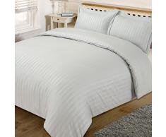 Dreamscene Schöne Satin Streifen Bettwäsche Set Betten,, silber, King