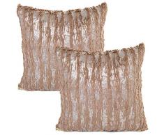 Treely Dekorativer Überwurf-Kissenbezug, Fell-Dekor, modern, glänzende Streifen, 45,7 x 45,7 cm, für Couch Sofa, Schlafzimmer, 2 Stück 2Pcs-(18 x 18) hautfarben
