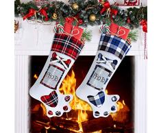 Aitbay Weihnachtsstrümpfe, 48,3 cm, Pfotenmuster, Weihnachtsstrümpfe, hängende Strümpfe für Weihnachtsbaum, Party-Dekoration, 2 Stück