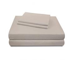 SUN WASHED Sonnenwaschbar, 100% Baumwolle, 170 g/m², Flanell, superweich, warm und flauschig, 4-teiliges Bettwäsche, bis zu 40,6 cm Tiefe Tasche. King Silber
