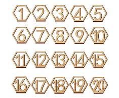 YOYOBALL8 1–20 Sechskant Hohl Tisch Nummer Karte, Geeignet für Hochzeit, Restaurant, Club, Kaffee Bar, Etc. (11 x 9,7 x 0,3 cm/11 x 9,7 x 0,3 cm)