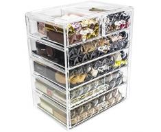 Hersbrucker Acryl Kosmetik Make-up und Schmuck Storage Case Display – Geräumiges Design – Ideal für Badezimmer, Kommode Vanity und,, Diamant-Muster, 4 Large/2 Small Drawers, 9.50 L x 6.25 W x 11.25 H