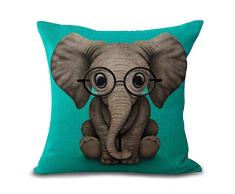 aremazing Lovely Animals Elefant Baby Baumwolle Brille tragen Bettwäsche Home Decor Kopfkissenbezug Werfen Kissenbezug, 45,7 x 45,7 cm, Baumwoll-Leinen, elefant, 18 X 18 Inches