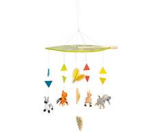 small Foot 11454 Mobile Jungle aus Holz, mit niedlichen Tier-Figuren, die an einem Blatt baumeln, für Baby-Bettchen