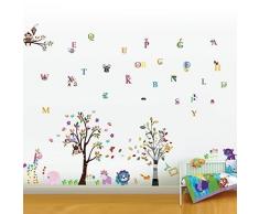 Walplus Wand Sticker Happy Tiere Alphabet Abnehmbare Selbstklebend Wandkunst Aufkleber Vinyl Heim Dekoration DIY Wohnzimmer Schlafzimmer Büro Dekor Tapete Kinderzimmer Geschenk, Mehrfarbig