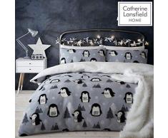 Catherine Lansfield Bettwäsche-Set aus Fleece, für Einzelbett, Grau