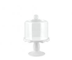 H&H Etagere mit Glocke, Glas, Weiß/Transparent, 10 cm/Durchmesser 14 cm