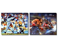 Impact Poster Galerie Kids Raum Funny Wanddekoration Hund Baseball und die Boxen Zwei Set Kunstdruck Bild (8 x 10)