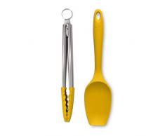 Zeal JSET11M Antihaft-Silikon-Pfannenwender mit Löffel und Kochzange, 2-teiliges Set