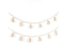 BlueMake 2 Stück Makramee gewebte Quastengirlande, Bauchnabelkorb, dekorative Wandbehänge für Boho-Dekoration, Kinderzimmer