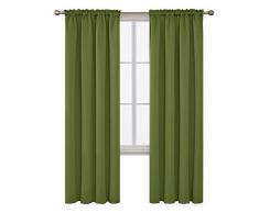 Deconovo Verdunkelungsvorhänge mit Stangen, Thermo-Fenstervorhänge für Kinderzimmer, grasgrün, 106,7 x 21,9 cm
