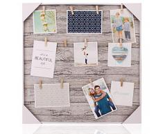 hantajanss Clip-Fotohalter, Foto-Collage-Rahmen, großer Bilderrahmen mit 12 Wäscheklammern aus Holz, zum Aufhängen von Hausdekoration, 50,8 x 50,8 cm, Canvas, Artistic Grey, 20 ×20 inches