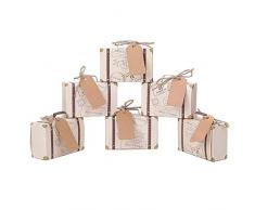 EchoDone 100 Stück Reise-Koffer-Geschenkboxen mit Jute, Vintage-Design, Kraftpapier, Geschenktüte für Reisen, Mottoparty, Dekoration, Hochzeit, Geburtstag, Brautparty, Süßigkeiten-Boxen