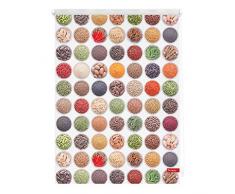 Lichtblick Rollo Klemmfix, 100 x 150 cm mit Motiv Gewürze - Bunt Weiß Montage ohne Bohren, moderner Sicht-und Sonnenschutz, Motivrollo, lichtdurchlässig & Blickdicht