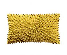 KingRose 3D handgefertigte Blumen Dekorative Überwurf-Kissenbezüge aus Massivwolle für Sofa Couch Stuhl 30,5 x 50,8 cm, Blau Art Deco 12 x 20 Inches Suede Yellow