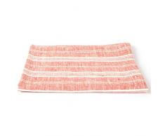 LinenMe 100 x 137 cm Badetuch Rot/Weißes Leinen Multistripe 0103801