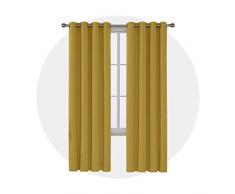 Deconovo Thermo-Isolierter Fenstervorhang mit Ösen Oben, Verdunkelungsvorhang für Schiebetür, 132,1 x 241,9 cm, Kurkuma