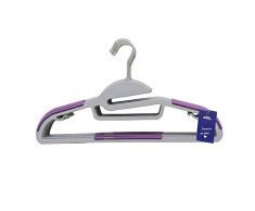 JVL Premium Range S-platzsparend rutschfest Kleiderbügel 20 Stück, recyceltem ABS-Kunststoff, TPE Haken: Zink beschichtet Chrom, blau/violett, 41 x 0,5 x 23 cm
