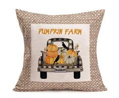 Aremetop Buffalo Karo Karo Kürbis LKW Kissenbezug Baumwolle Leinen Herbst Bauernhof Markt mit schwarzer Krähe dekorative Halloween Thanksgiving Zitat Überwurf Kissenbezug Rusitc Kissenbezug 45,7 x 45,7 cm