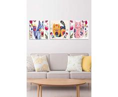 Bonamaison dekorativ 100% Mdf Malerei für Startseite,Gemälde für Wohnzimmer, Kunstdruck für Küche, Gerahmte Bilder für Schlafzimmer 30X30 Cm, 3 Stück - Hergestellt in der Türkei