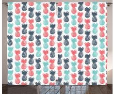 Ananas Einrichtung Vorhänge Durch ambesonne, Insel Ananas Tropical Fruit Muster Prägung Minimal Hintergrund Pop Art Print, Wohnzimmer Schlafzimmer Dekor, 2 Panel Set, 108 W x 84L Zoll, lachs blau grau