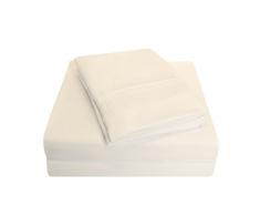 Superior Super Weiches Licht Gewicht knitterfrei-Bettlaken-Set mit Peaks Stickerei in Geschenk-Box, 100% gebürstete Mikrofaser, elfenbeinfarben, Queen, 4-TLG.