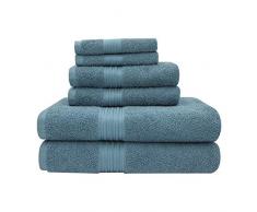 BALTIC LINEN Majestic 6-teiliges Handtuch-Set, schwere Baumwolle, 76 x 147 cm, 2 x 40 x 76 cm Handtücher und 2 x 33 cm Waschlappen 2 Bath Towels, 2 Hand Towels, 2 Washcloths Britany Blue