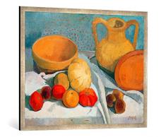 Gerahmtes Bild von Paula Modersohn-Becker Stilleben mit gelbem Napf und Tonkrug, Kunstdruck im hochwertigen handgefertigten Bilder-Rahmen, 100x70 cm, Silber Raya