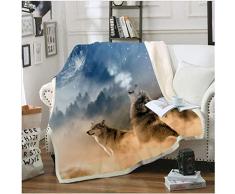 zfproduct Überwurf, 3D-Wolf-Druck, bequem, warm, weich, kuschelig, Fleece-Decke, Couch-Decke, wendbar, Bett-Überwurf, TV-Decke, Komfort-Geschenk, Überwurf 127 x 152,4 cm 60x 80 Farbe 1