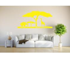INDIGOS 4052166117685 Wandtattoo w555 Afrika / Steppe, Elefant Giraffe Wandaufkleber 120 x 66 cm, gelb