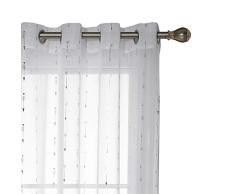 Deconovo Transparent Gardinen Kinderzimmer Voile Vorhang Ösen 245x140 cm Weiß Pfeil 2er Set, Stoff, 245x140