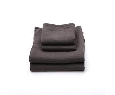 LinenMe 05375 Set aus Badetuch und Handtuch, Waffelpiqué, gewaschen, Pflaume