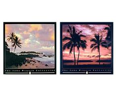 Impact-Poster Galerie Ozeanlandschaft, Wanddekoration, Tropischer Sonnenuntergang, Palme, 16 x 20 cm, 2 Stück