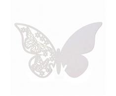 AKOAK Perlglanz Papier Schmetterling Tisch Nummer Ort Karte Name Card Weinglas Tasse Dekoration Wand Aufkleber Aufkleber für Hochzeit Party Favor Decor, 50 Zählt Weiß