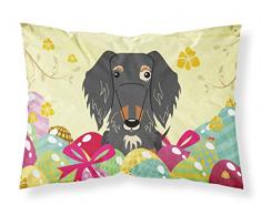 Ostereier mit Drahthaar-Dackel, Stoff, Standard-Kissenbezug