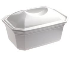 Revol 612433 Terrine, rechteckig, mit Deckel, Porzellan, 17 x 12 x 10 cm, Weiß