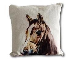 Kissen Sofakissen Dekokissen Kissenhülle schwere Baumwolle Canvas Vintage Retro 50 x 50 cm (Motiv: Pferd)