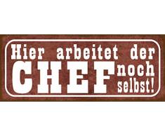 Schatzmix Spruch Arbeit Chef selbst Metallschild 27x10 cm Wanddeko tin Sign Blechschild, Blech, Mehrfarbig