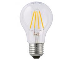 Hellum 206500 LED-Filament-Glühlampe A60, E27, 5W, dimmbar, entspricht 40 Watt, 470 Lumen, klar, A++, warm-weiß 2700K, 330° Abstrahlwinkel, 25000 Stunden, innen und außen, Glas, 5 W, 6 x 6 x 11 cm