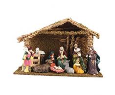 Creche 47 x 31 x 16 cm, 10 Figuren, Porzellan, Grün
