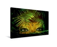 Calvendo Premium Textil-Leinwand 75 cm x 50 cm quer, Dschungelaugen im Regenwald | Wandbild, Bild auf Keilrahmen, Fertigbild auf echter Leinwand, Leinwanddruck: Braune Augen Menschen Menschen