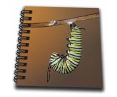 3D Rose Monarch Larven Caterpillar in prepupal Curl vor bilden Puppe Mini Notizblock, 10,2 x 10,2 cm