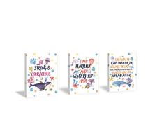 CHDITB Gerahmter Meeresleben-Kunstdruck, Meereswelten & inspirierender Schriftzug, Wanddekoration, 3-teiliges Set (29,2 x 39,6 cm), bunte Seifenblasen, Seestern-Artworks für Kinderzimmer, Dekoration zum Aufhängen