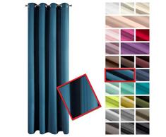Eurofirany Rita Vorhang Gardine Glatt Schlicht Einfarbig - 8 Ösen Modern Schlafzimmer Wohnzimmer Lounge Kinderzimmer 1 Stück Einzeln, Polyester, Dunkelblau, 140X250cm