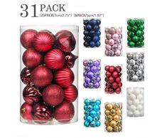 Costyleen Weihnachtsdekoration, Kugeln, Ornament-Set, Festival, Party, Dekoration, Weihnachtsbaum, hängende Dekokugeln, Plastik, dunkelrot