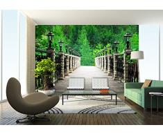 AG Design FTxxl 0348 Park-Brücke, Papier Fototapete - 360x255 cm - 4 teile, Papier, multicolor, 0,1 x 360 x 255 cm